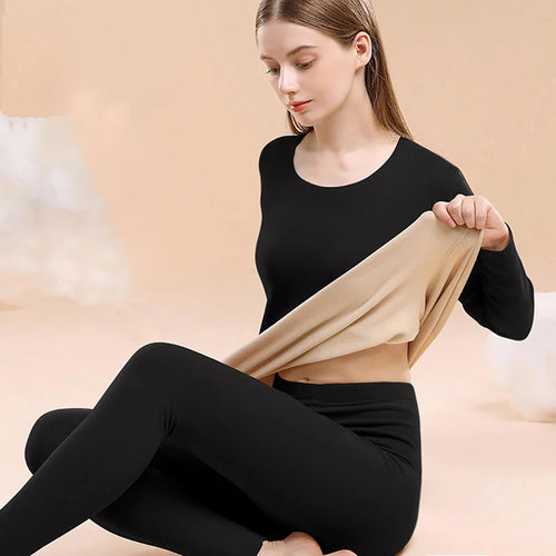 Women's Thermal Underwear Set First Base Layer Long Johns Fleece Lined