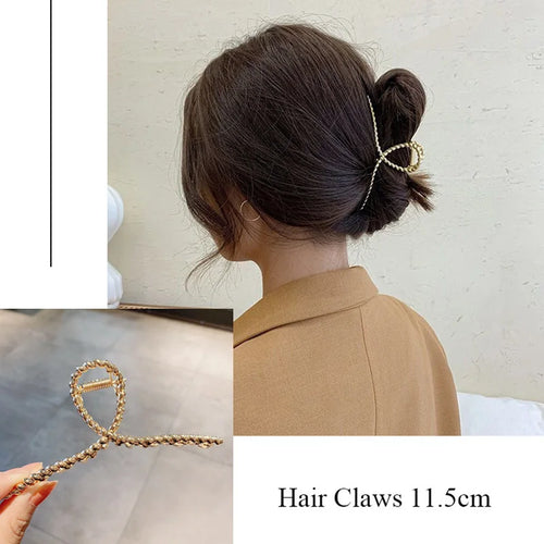 Fashion Metal Hair Claw For Women Gold Silver Color Cross Crab Hair
