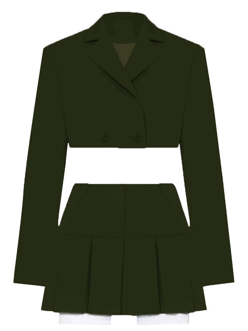 Taruxy Green New Blazers For Women Cropped Coats Jacket Summer Casual