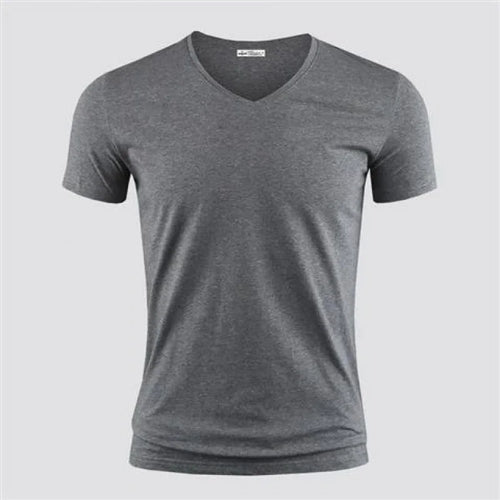 2025 Men's T Shirt Pure Color V Collar Short Sleeved Tops Tees Men