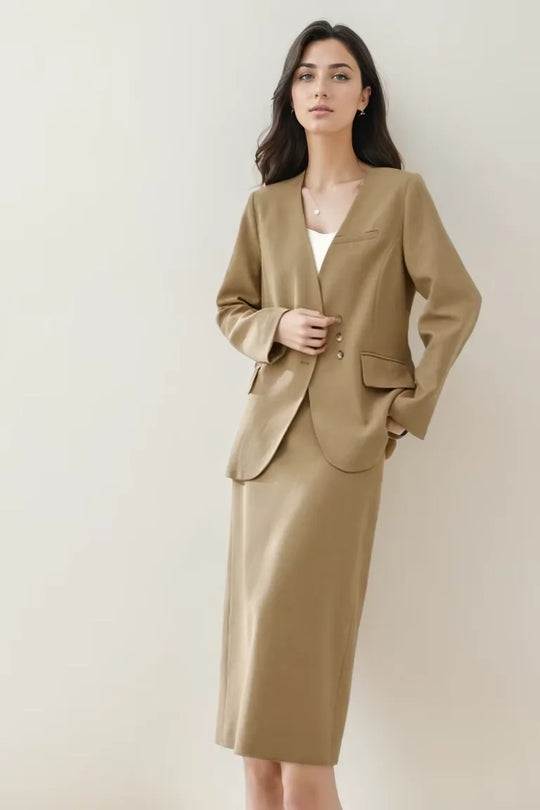 Vimly 2024 Spring Outfits Blazer Skirt 2 Pieces Sets for Women Elegant