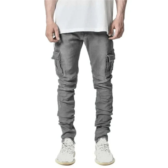 Autumn Winter New Men's Clothing Solid Color Stretch Multi-Bag Skinny