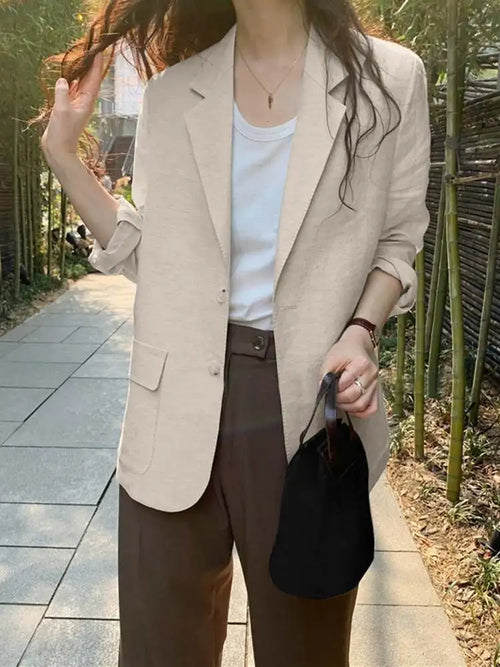 ZANZEA Women Elegant Cotton Jackets Suits Loose Vintage Work Coats