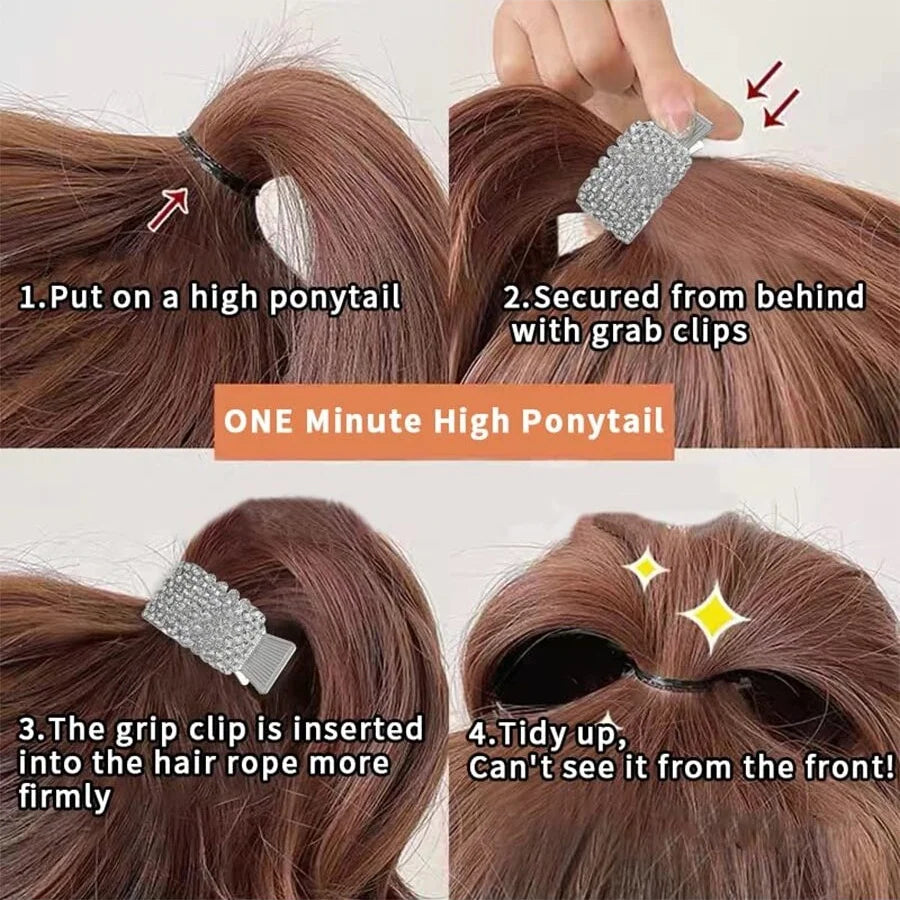 Fashion Pearl Rhinestone Metal Hair Clip Women Girls Mini High