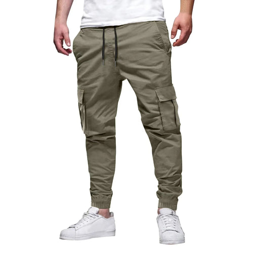 New style Men's drawstring pocket overalls fashion leisure outdoor