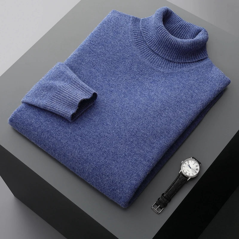 Fall/Winter 100% Wool Bottoming Shirt Men's Thickened Turtleneck