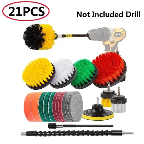 Electric Drill Brush Kit All Purpose Cleaner Auto Tires Cleaning Tools
