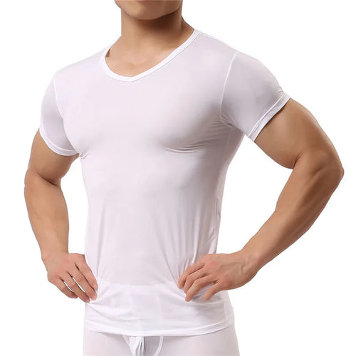 Ice Silk T Shirt for Men Summer Breathable Short Sleeve Tops Men's