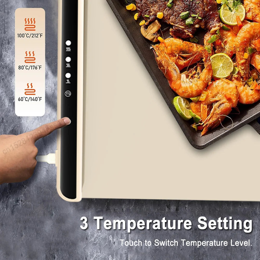 Electric Warming Tray Food Warmer Plate Foldable Portable Smart Food
