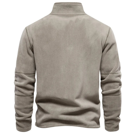 Autumn Winter New Warm Polo Shirts Men's Lamb Wool Sweatshirt Standing
