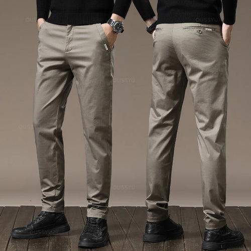 New High Quality Combed Cotton Casual Pants Men Thick Solid color