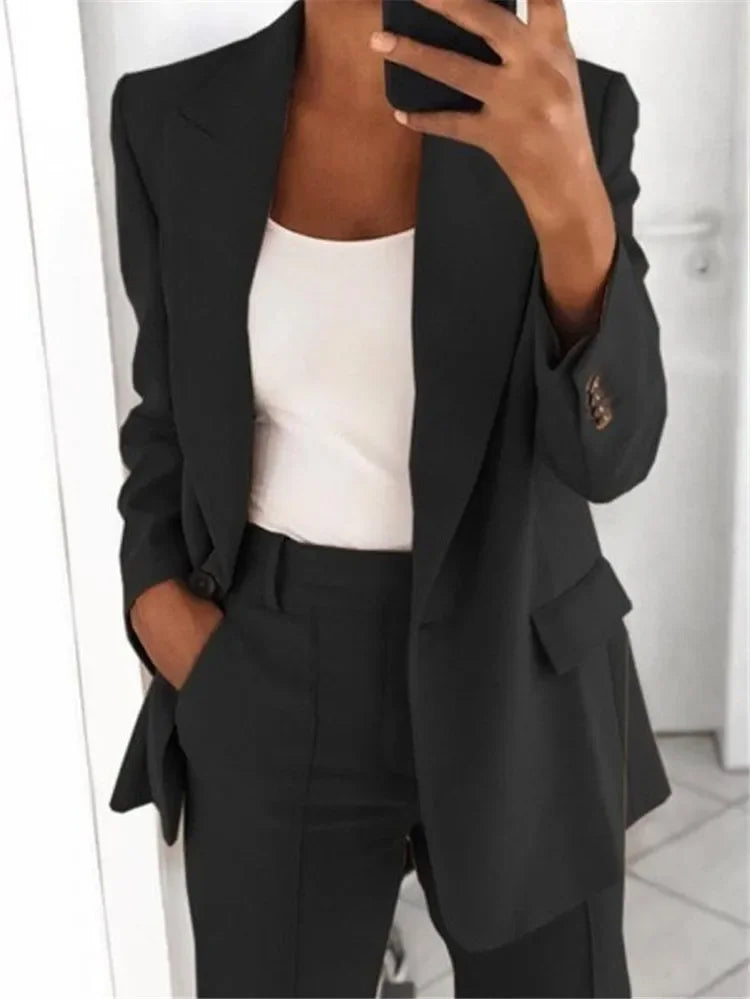2024 S-5XL Women's Blazer Casual Long-sleeved Top Solid Color Suit