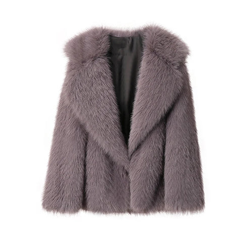 Luxury Brand Fashion Gradient Animal Color Faux Fur Coat Jacket Women