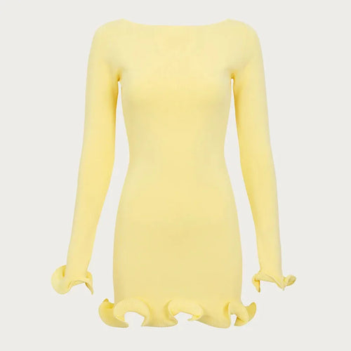TARUXY Autumn New Knitted Mini Dress For Women Fungus Contrast Color