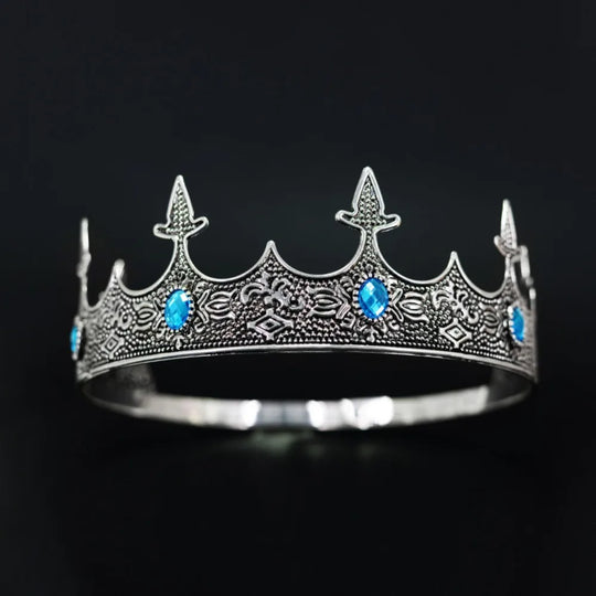 Trendy Vintage Baroque Crown Antique Bronze Elegant King Tiara Crown Adjustable Multicolor Prince Rhinestone Tiara Men