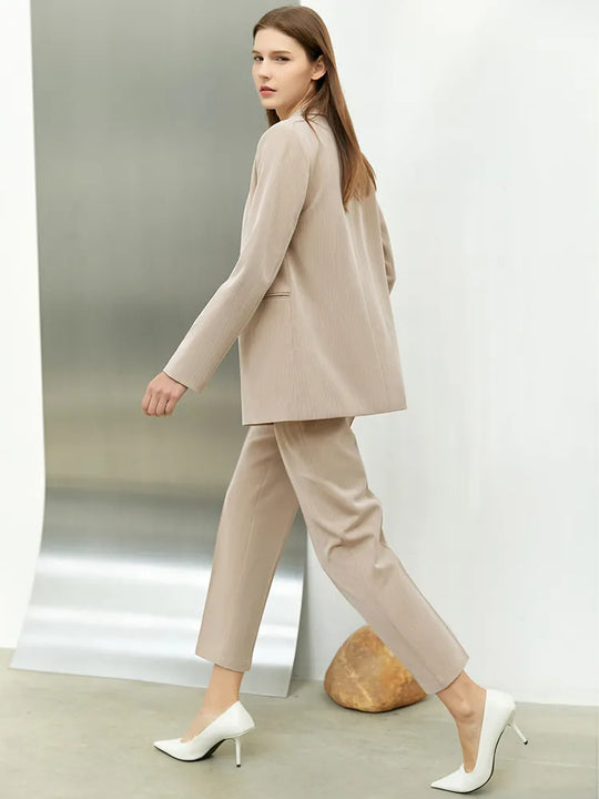 Amii Minimalism Spring Office Lady Blazer Women Jacket Lace V-neck