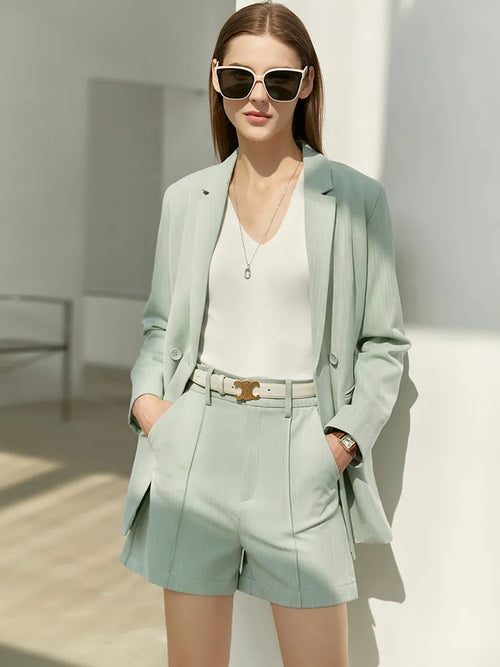 Amii Minimalism Spring Office Lady Blazer Women Jacket Lace V-neck