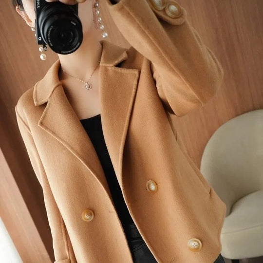 New Double-Sided Wool Coat Women's Short High-End Casual Tweed Suit