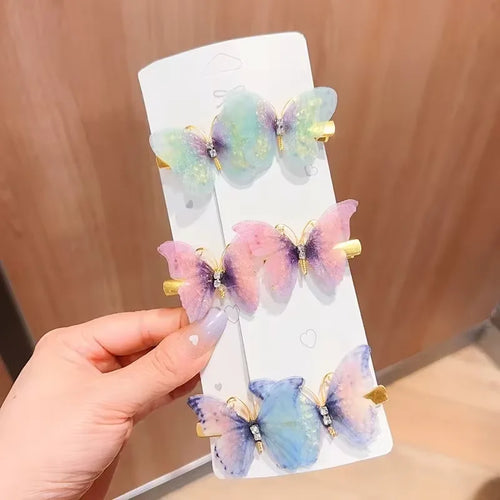 6PCS Butterfly Hair Clips with Color Gradient A GIRL'S Birthday