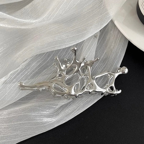Fashion Y2k Geometric Claw Clips for Women Silver Color Large Metal