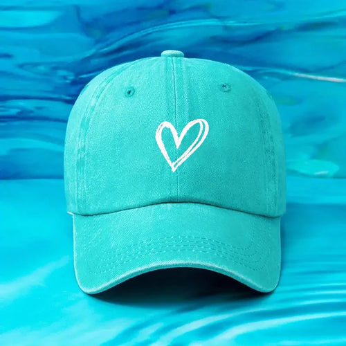 Spring/SummerHat Female Embroidered Peach Heart Wash Denim Baseball