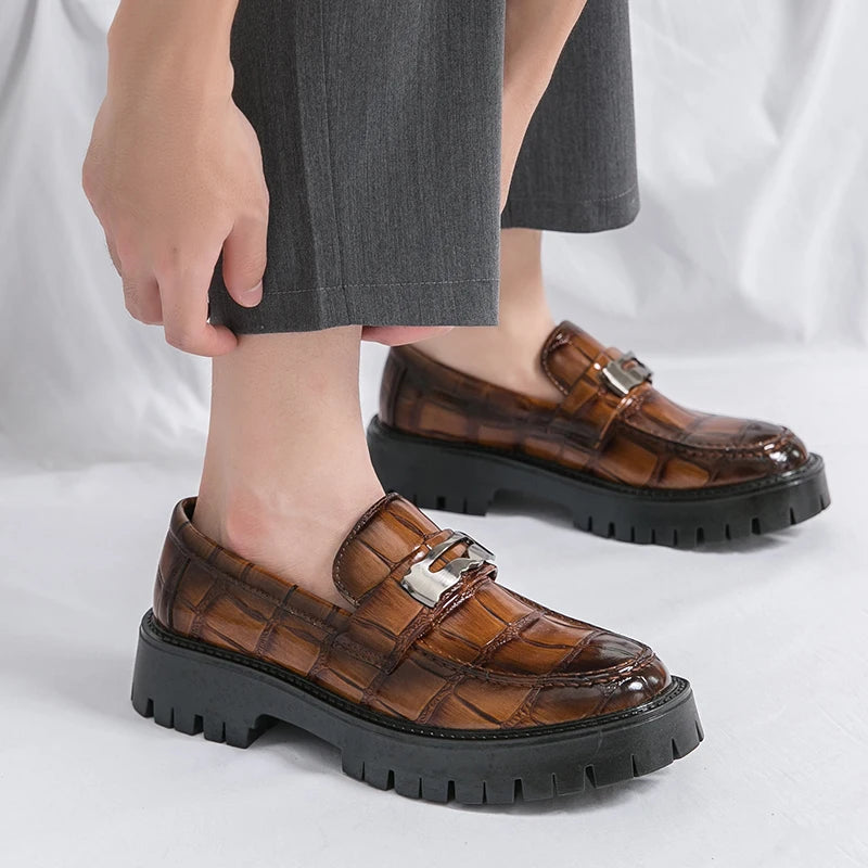 STRONGSHEN Men Oxford Shoes Leather Platform Casual Shoes Comfortable Formal Loafer Business Office Formal Dress Shoes 38-46