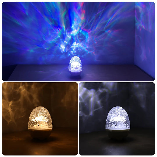 Dynamic Rotating Dinosaur Egg Mood Night Light, 13 Color Changing, USB Rechargeable Projector Lamp with Touch & Remote for Room