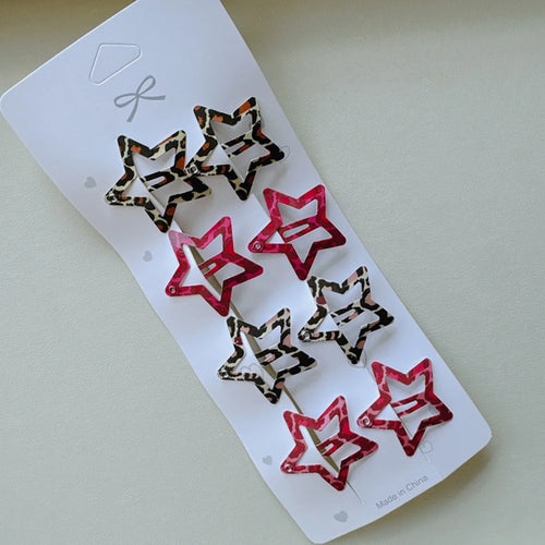8pcs/set Leopard Print Hair Clips for Women Girls Vintage Geometric