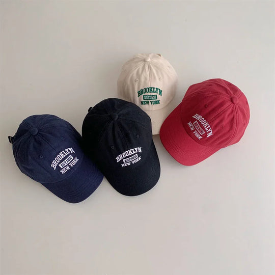 Letter Kids Baseball Cap Solid Color Toddler Sun Hat Korean Embroidery