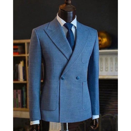 Luxury Blue Men Suits Single Breasted 2 Pieces Jacket Pant High Quality Formal Occasion Collar Customize Male Clothing Classic