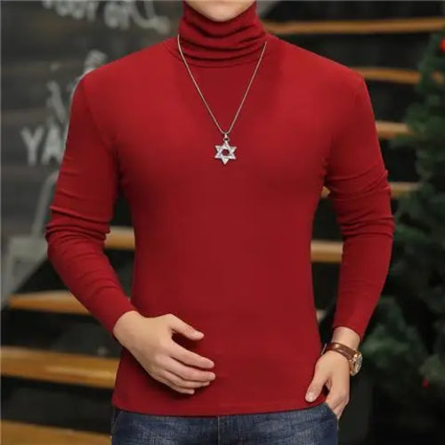 Fashion Men's Turtleneck T-Shirts Casual Autumn Winter High Collar New
