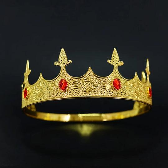 Trendy Vintage Baroque Crown Antique Bronze Elegant King Tiara Crown Adjustable Multicolor Prince Rhinestone Tiara Men