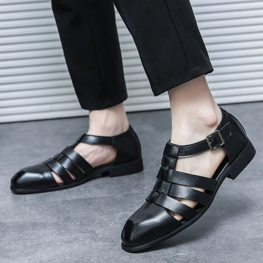 New Soft Leather Men's Sandals Outdoor Summer Beach Shoes Comfortable Male Roman Shoes All-match Sandaly Hollow Out Casual Shoes