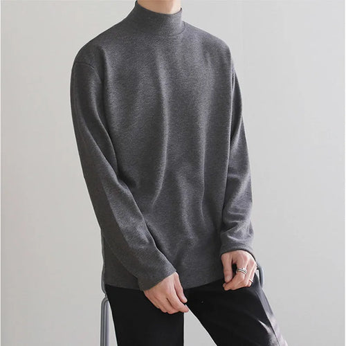 Yasuk Spring Autumn Winter Solid Casual Plush Turtleneck Men's Loose