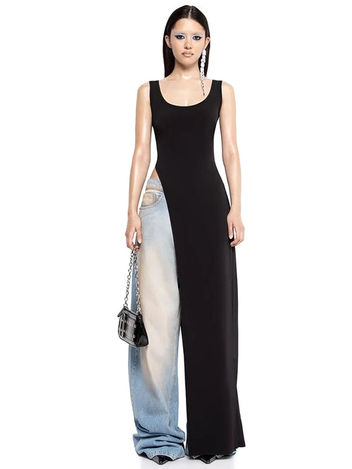 Dulzura 2024 Sexy Sleeveless Side High Split Dress Solid Backless