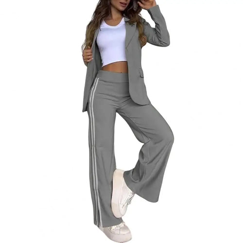 2 Pcs/Set Women's Blazer Formal Coat Pants Set Autumn Winter Long