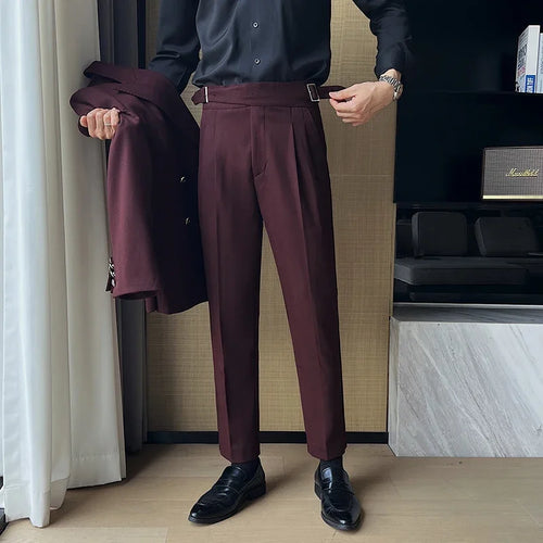 2025 New Naples High Waist Mens Suit Pants Double-Blade Gurkha Chino