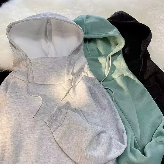 Autumn Turtleneck Fleece Hoodies For Men New High Street Oversize