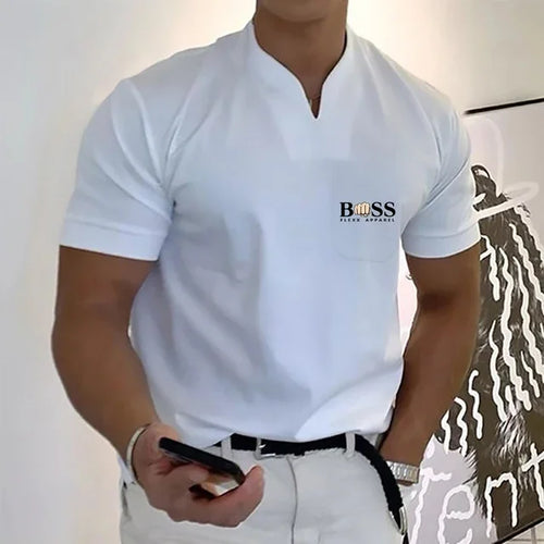 2024 Fashion Men's  T-shirt Solid Color Cotton Short-Sleeved Summer