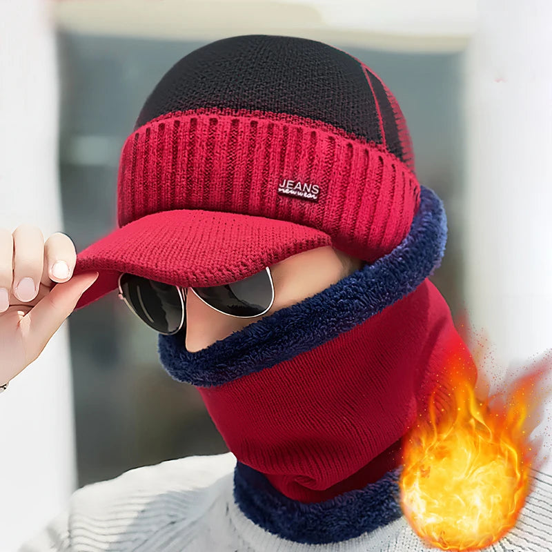 New Acrylic Woolen Hat For Winter And Elderly Fleece Thick Knitted Hat