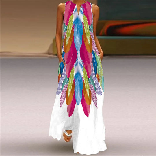 Women Summer Long Women's Dress Black Sleeveless Loose Face Print Elegant Party Dresses For Women 2023 Casual Beach Dress Female