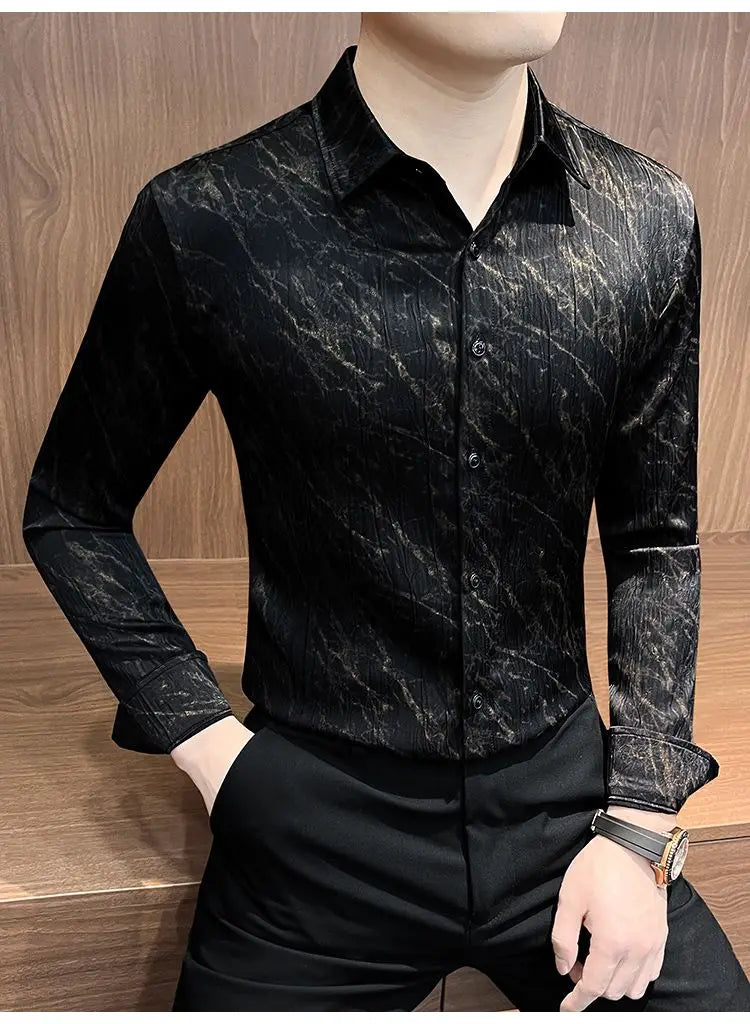 Spring and summer new stylish personality casual printed men's shirt