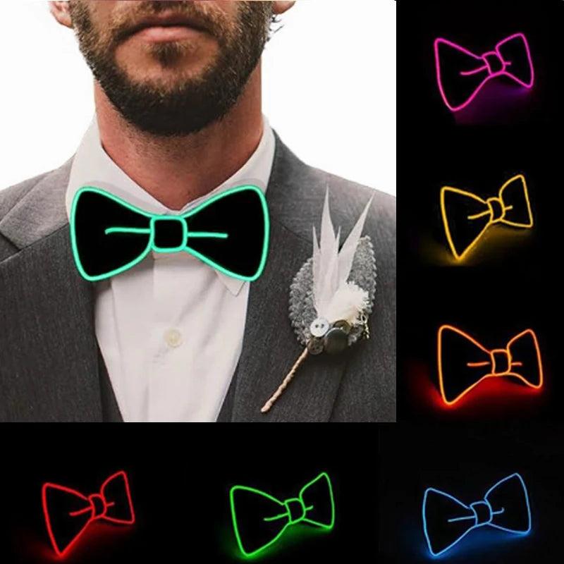 light up Men's hat and tie Led luminous Funny hat glowing Top Hat for Fluorescent club dance show props performances costumes
