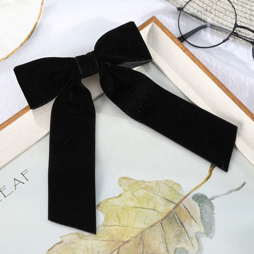 Bow Velvet Barrettes Women Temperament Ponytail Hairpin Hair Clip