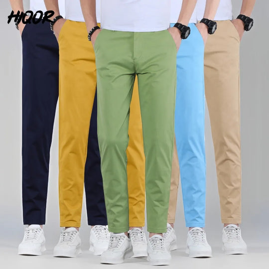 HIQOR Man Pants 9 Colors Mens Casual Long Pants Summer Thin Cotton