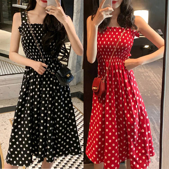 Women's Dresses 2024 Summer Fashion Loose None Sleeve Polka Dot