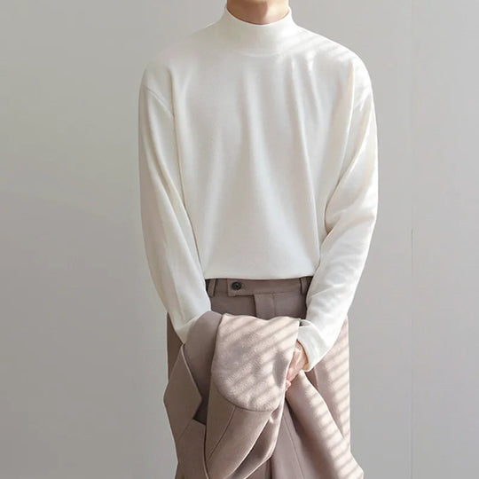 Yasuk Spring Autumn Winter Solid Casual Plush Turtleneck Men's Loose