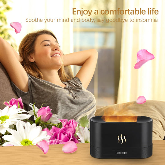 Flame Essential Oil Diffuser Air Humidifier Aromatherapy Fragrance