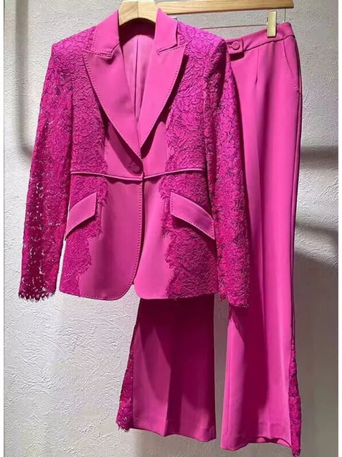 HIGH STREET Newest 2024 Runway Designer Suit Set Women's Lace