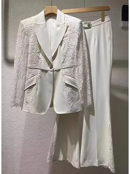 HIGH STREET Newest 2024 Runway Designer Suit Set Women's Lace